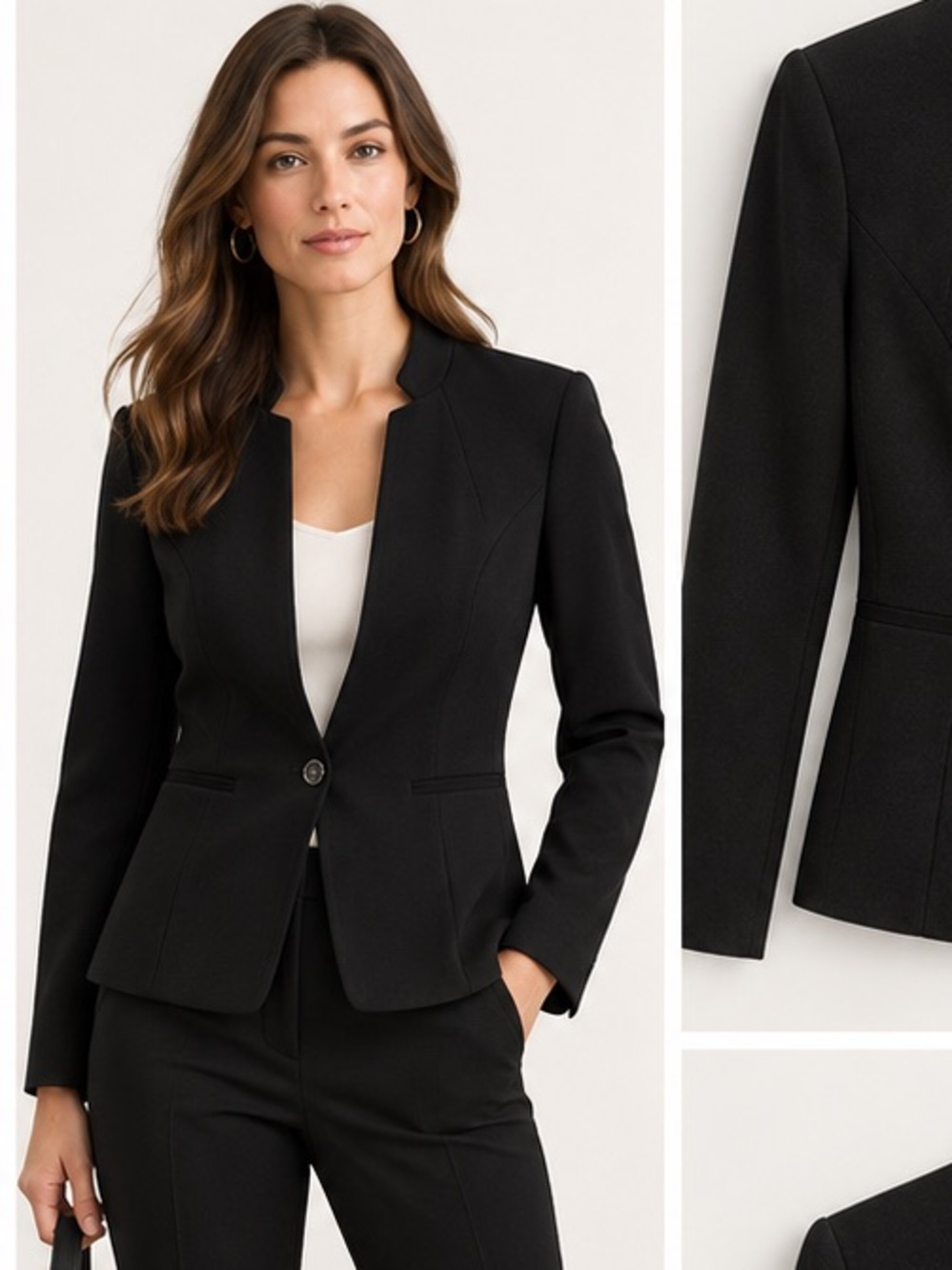 White House Black Market Black Single-Button Tailored Blazer
